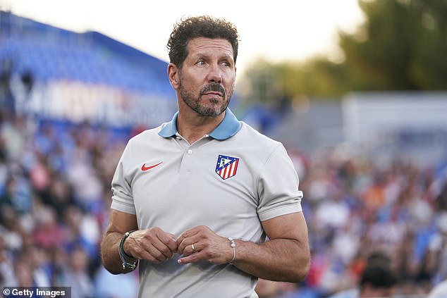 Atletico fought off competition from several clubs including Tottenham for the 24-year-old. Pictured: manager Diego Simeone