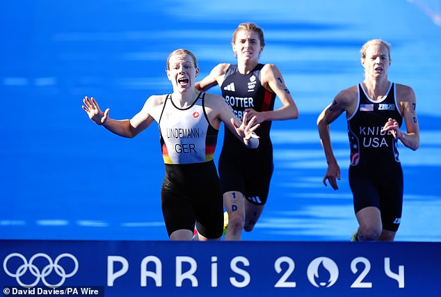 Potter could not match the pace of Germany’s Laura Lindemann (left) on the final sprint