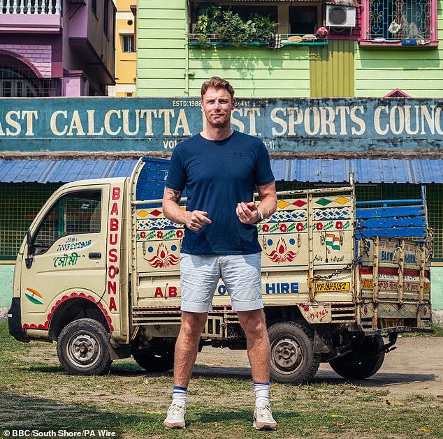 Freddie Flintoff in India for his BBC documentary, Freddie Flintoff's Field Of Dreams On Tour