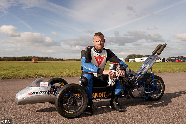 Freddie Flintoff on a motorised trike while filming Top Gear