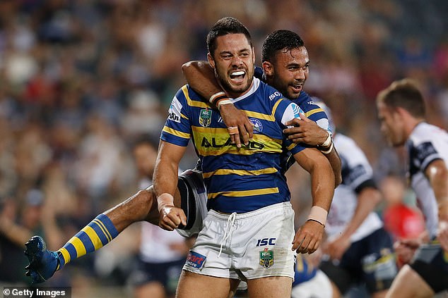 Jarryd Hayne (pictured in 2018 playing for the Eels) might be planning a comeback to professional sport after video has emerged of him training in Sydney