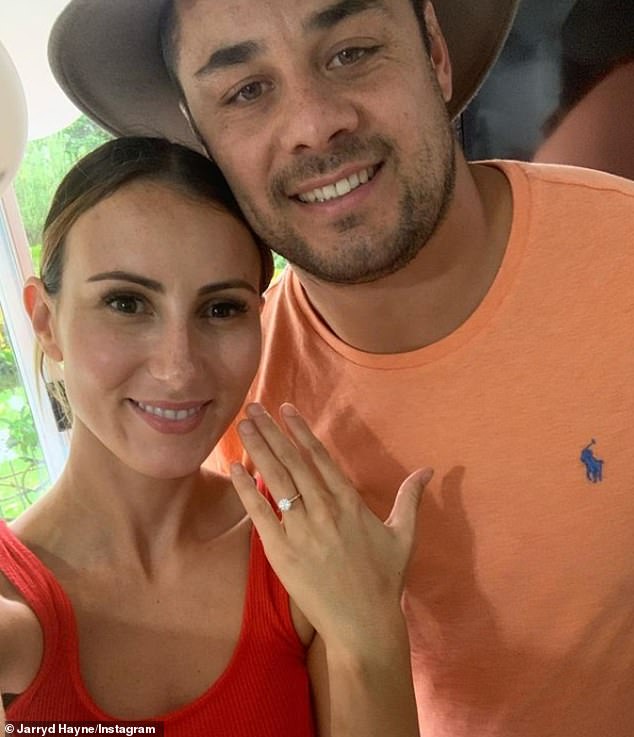 Hayne is pictured with his wife Amellia Bonnici on the day they were engaged