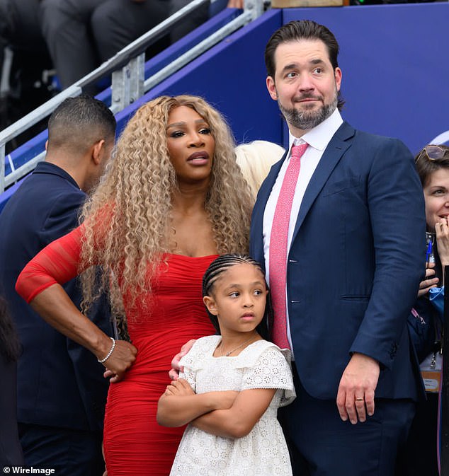 Serena Williams and her daughter, Olympia, were denied access to hotel in Paris on Monday. Pictured: Serena Williams, Alexis Ohanian and their daughter Adira River attend the Opening Ceremony of the Olympic Games Paris 2024 at the Trocadero on July 26, 2024