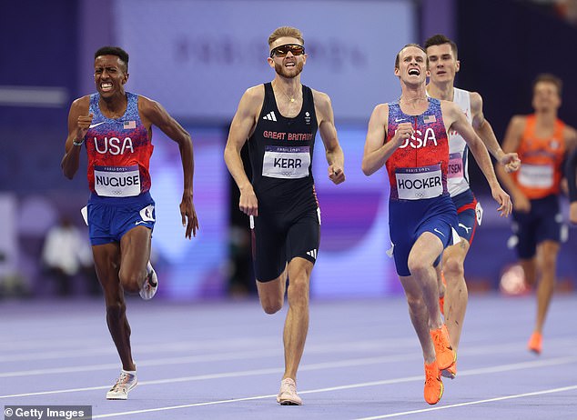 Josh Kerr (centre) finished second in the men's 1500m final on Tuesday evening, exceeding rival Jakob Ingebrigtsen