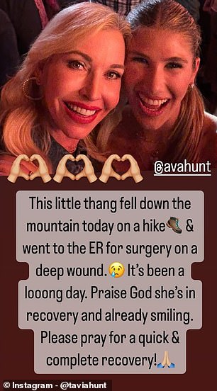 Ava Hunt's beauty-queen mother Tavia revealed her accident online