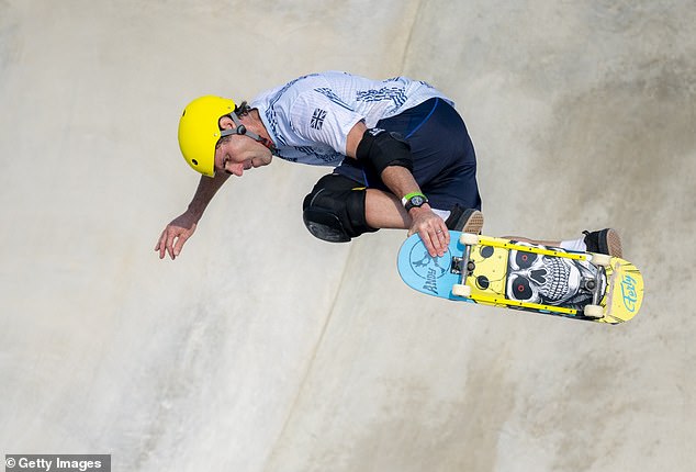 The former X Games champion is 35 years older than Britain's other skating hopeful Sky Brown