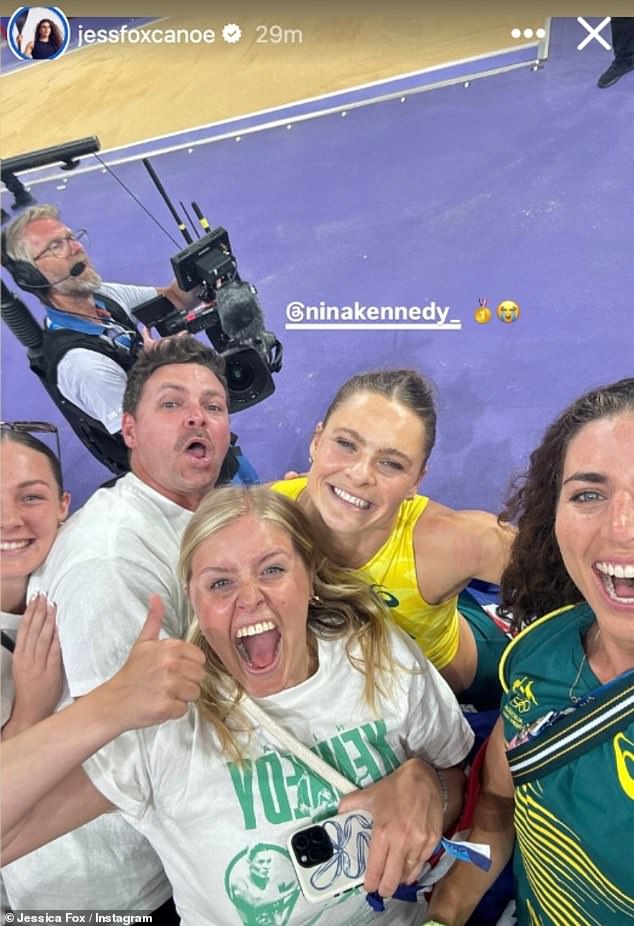 Champion paddler Jessica Fox (right) cheered Kennedy on as she won her gold medal