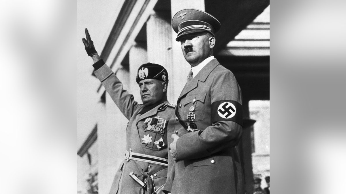 Benito Mussolini and Adolf Hitler at Nazi parade in Germany