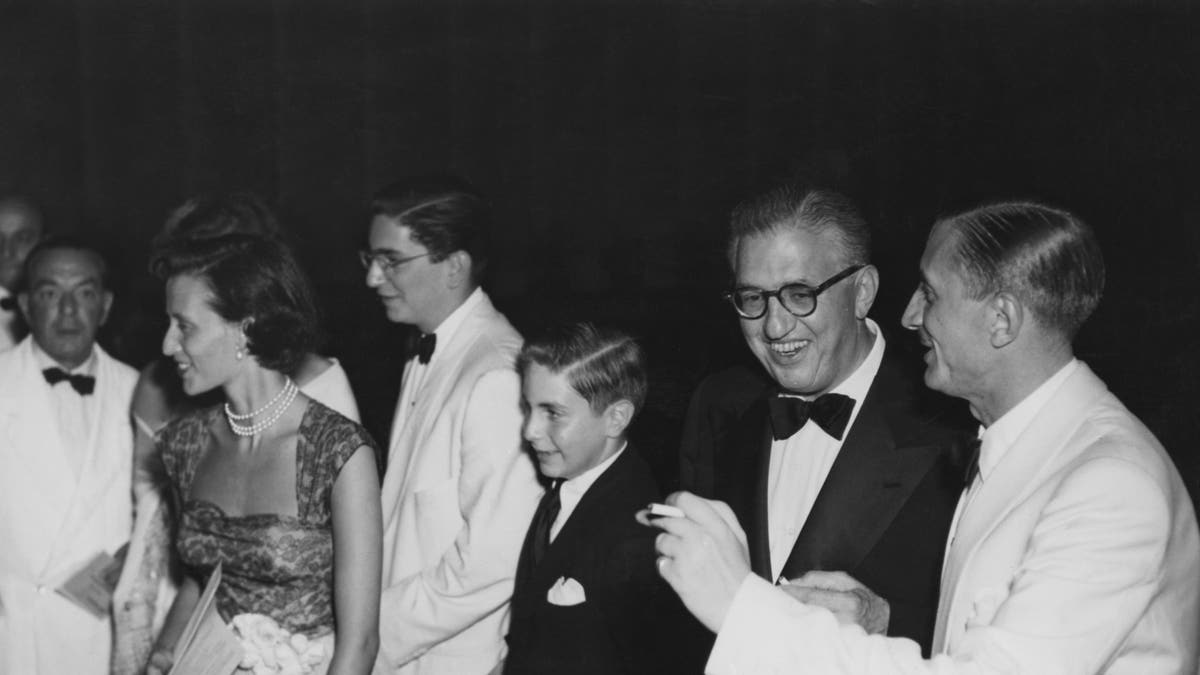 David O. Selznick at the Venice Film Festival with his sons Daniel and Jeffrey in 1949.