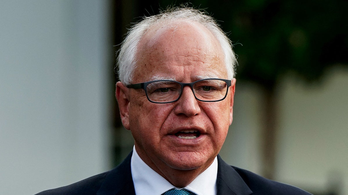 Minnesota Governor Tim Walz addresses the media after a meeting with U.S. President Joe Biden