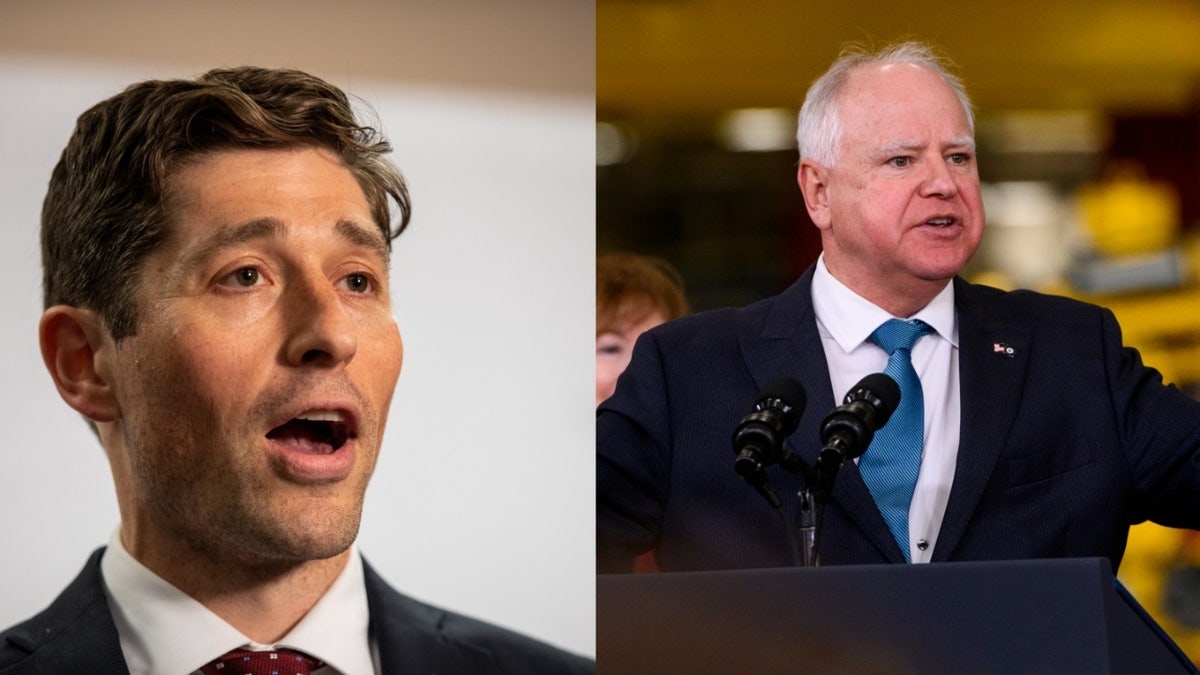 left-right split: Mayor Jacob Frey and Gov. Tim Walz