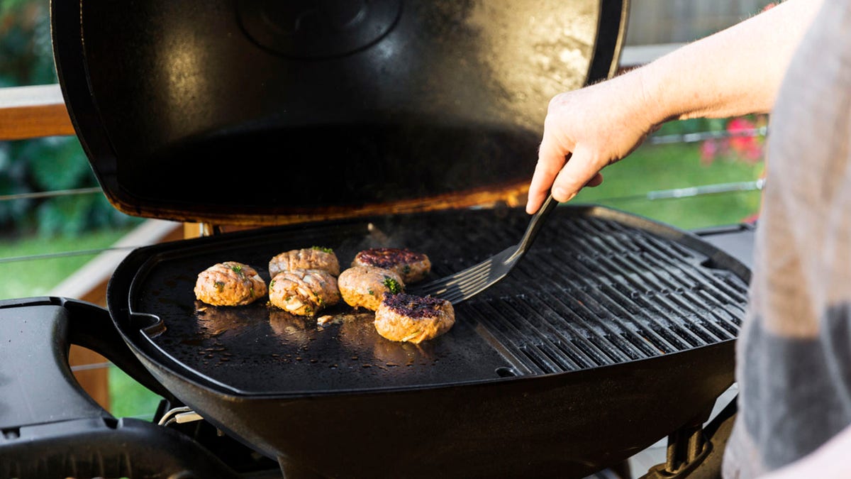 burgers on grill