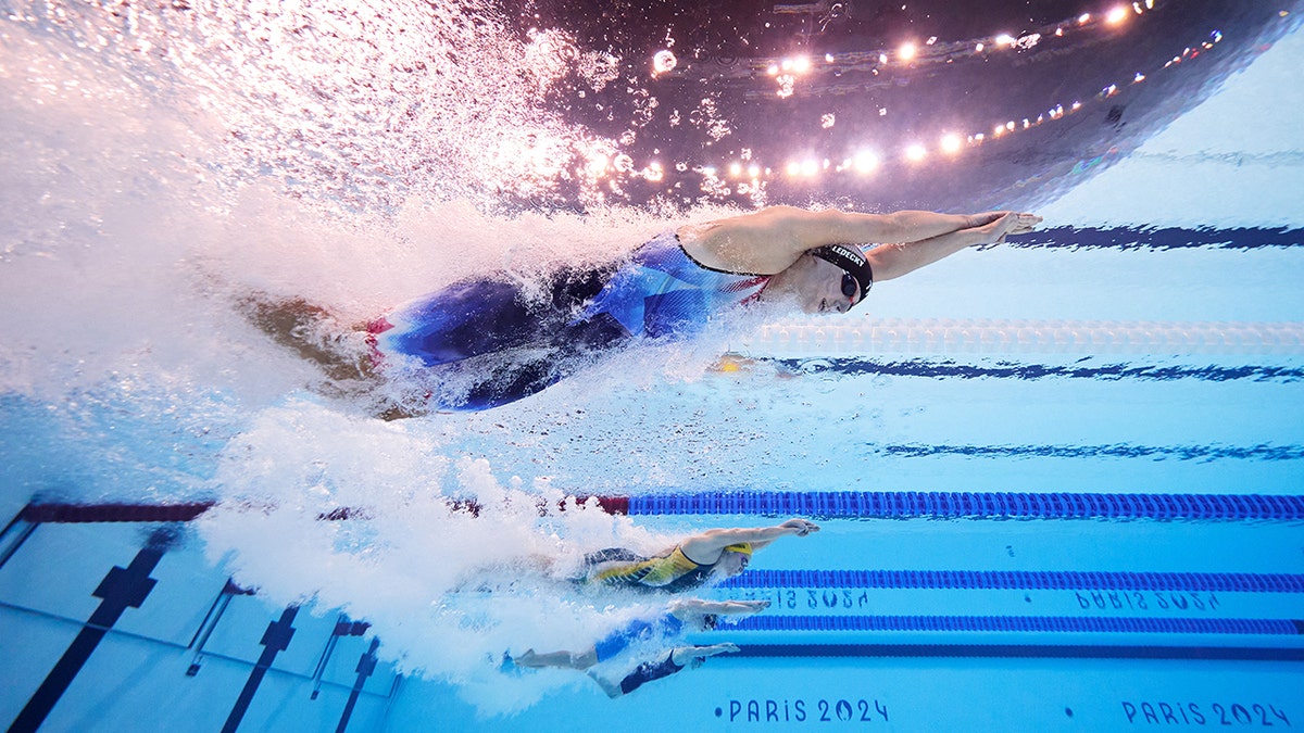 Katie Ledecky swims under