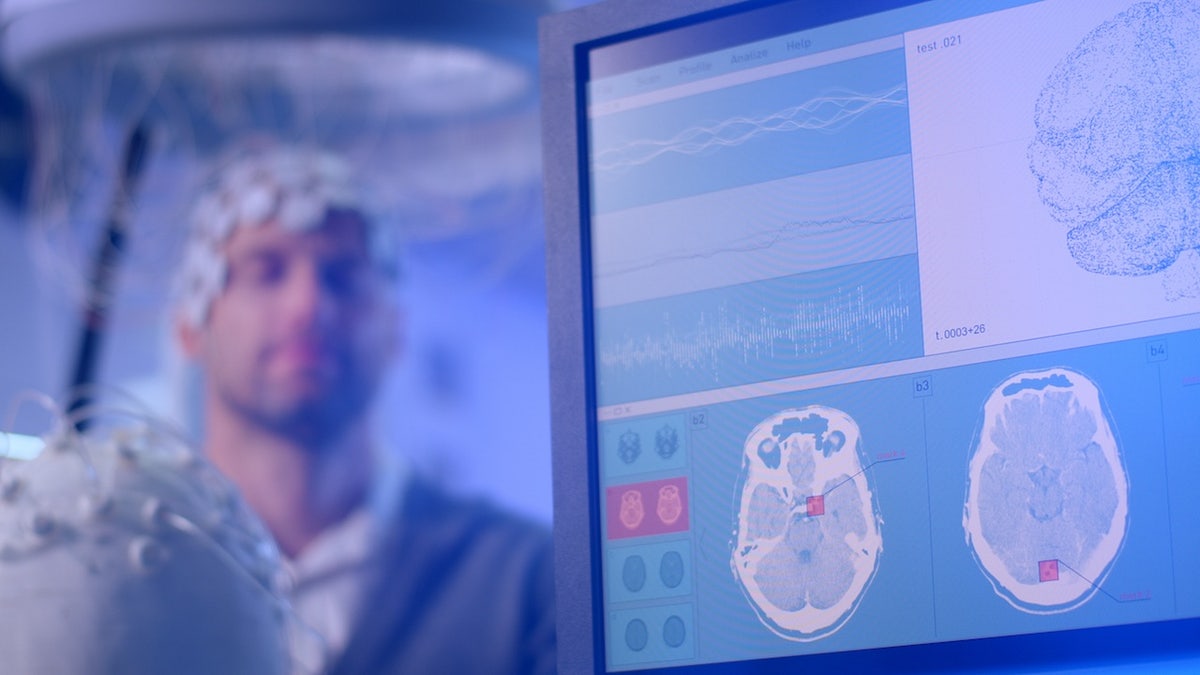 Man undergoing brainwave scanning