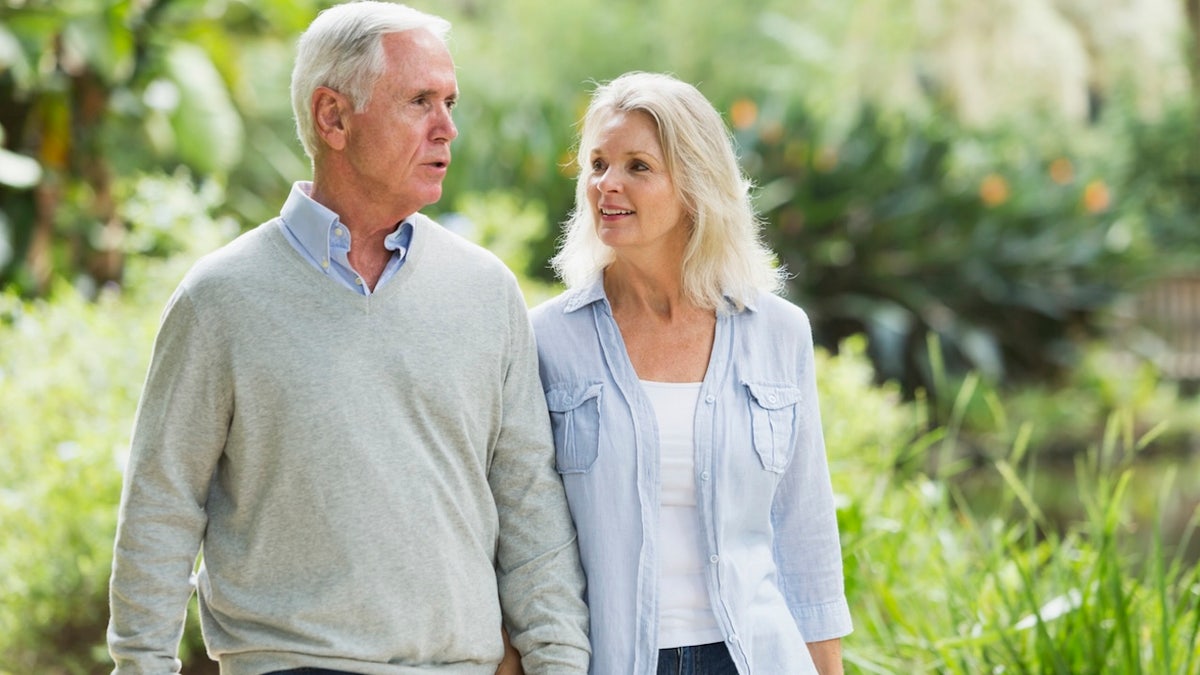 Senior couple walking